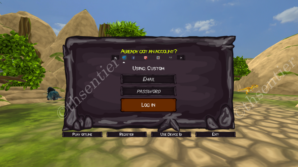 The login screen at the start of the game [...]